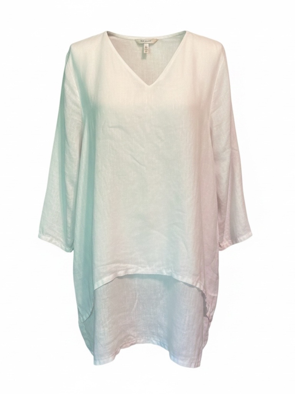 White Linen Lagenlook Tunic Top Size Large
